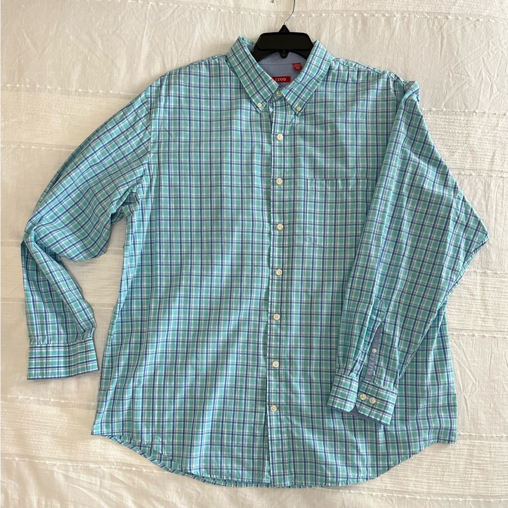Men's IZOD Big & Tall 2XLT Long Sleeve Multi Plaid Shirt